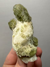 Load image into Gallery viewer, Electric Green Diopside on Quartz – Collector Mineral Specimen (Gilgit-Baltistan) Pakistan