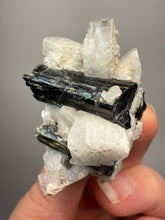 Load image into Gallery viewer, Dark Green Cap Stak Nala Tourmaline on Cleavelandite Matrix – Haramosh Mountains, Pakistan