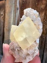 Load image into Gallery viewer, Golden Yellow “Diamond” Calcite on Pearl Heulandite Matrix | Maharashtra, India