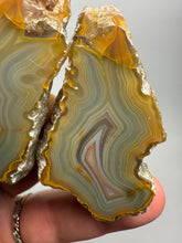 Load image into Gallery viewer, High-Grade Indonesian Sumatra Agate Pair – Vibrant Banded Chalcedony with Rich Color Zoning | Ethical Lapidary & Collector Display Specimens