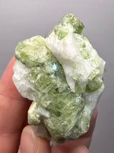 Load image into Gallery viewer, Electric Green Diopside on Quartz – Collector Mineral Specimen (Gilgit-Baltistan) Pakistan