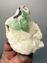 Load image into Gallery viewer, High-Grade Gemmy Green Apophyllite on White Stilbite & Apophyllite | Deccan Traps, Maharashtra, India