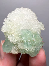 Load image into Gallery viewer, Luminous Mint Apophyllite with Glittering Druzy Sugar Quartz – India
