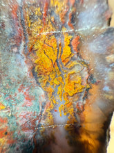 Load image into Gallery viewer, PREMIUM DISPLAY or LAPIDARY SLAB • Moroccan “Dream Landscape Jagate” (Purple, Teal, Red, Green, Red, Yellow & Orange Moss Plume Agate + Jasper) Stone • Double Sided • High Atlas Mountains • Unpolished