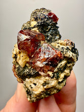 Load image into Gallery viewer, Naturally Faceted Zircon Crystal on Pegmatite–Biotite Matrix • Pakistan Mineral Specimen