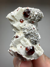 Load image into Gallery viewer, High-Grade Naturally Faceted Red Spessartine Garnet on Matrix — Skardu, Pakistan