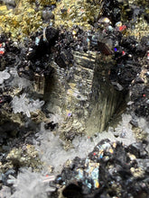 Load image into Gallery viewer, 5.1” New Find: Huanzala Mine Peru Sphalerite + Chalcopyrite + Apatite + Calcite + Quartz | Collector Display Specimen