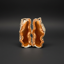 Load image into Gallery viewer, Indonesian Sumatra Agate Pair – Vibrant Banded Chalcedony with Rich Color Zoning | Ethical Lapidary & Collector Display Specimens
