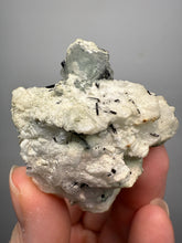 Load image into Gallery viewer, Dark Green Cap Stak Nala Tourmaline and Aquamarine on Cleavelandite Matrix – Haramosh Mountains, Pakistan