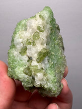 Load image into Gallery viewer, Electric Green Diopside on Quartz – Collector Mineral Specimen (Gilgit-Baltistan) Pakistan
