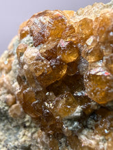 Load image into Gallery viewer, Hessonite Garnet Cluster on Matrix – Natural Collector Specimen from Pakistan | High-Grade Orange-Red Garnet Crystals