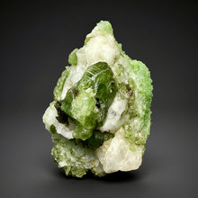 Load image into Gallery viewer, Electric Green Diopside on Quartz – Collector Mineral Specimen (Gilgit-Baltistan) Pakistan