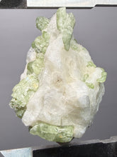 Load image into Gallery viewer, Electric Green Diopside on Quartz – Collector Mineral Specimen (Gilgit-Baltistan) Pakistan