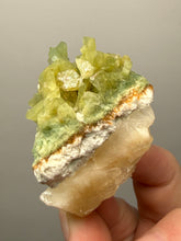 Load image into Gallery viewer, High-Grade Green Heulandite on Peach Stilbite Crystal Cluster | Deccan Traps, Maharashtra, India | Collector Mineral Specimen