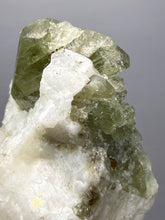 Load image into Gallery viewer, Electric Green Diopside on Quartz – Collector Mineral Specimen (Gilgit-Baltistan) Pakistan