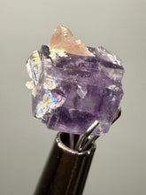 Load image into Gallery viewer, Rhodochrosite + Quartz on Purple Isometric Fluorite (Thumbnail Specimen) | Wutong Mine, China