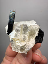 Load image into Gallery viewer, Dark Green Cap Stak Nala Tourmaline on Cleavelandite Matrix – Haramosh Mountains, Pakistan