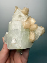 Load image into Gallery viewer, High-Grade Light Green Apophyllite on Pink Stilbite Zeolite | Indian Collector Mineral Specimen