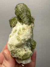 Load image into Gallery viewer, Electric Green Diopside on Quartz – Collector Mineral Specimen (Gilgit-Baltistan) Pakistan