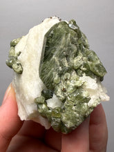 Load image into Gallery viewer, Electric Green Diopside on Quartz – Collector Mineral Specimen (Gilgit-Baltistan) Pakistan
