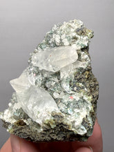 Load image into Gallery viewer, Double Terminated Scalenohedral Optical Calcite on Druzy Apophyllite & Green Heulandite | Maharashtra, India