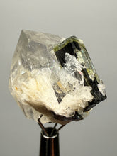 Load image into Gallery viewer, Dark Green Cap Stak Nala Tourmaline and Cleavelandite on Quartz – Haramosh Mountains, Pakistan | Thumbnail Specimen
