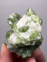 Load image into Gallery viewer, Electric Green Diopside on Quartz – Collector Mineral Specimen (Gilgit-Baltistan) Pakistan