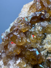 Load image into Gallery viewer, Hessonite Garnet Cluster on Matrix – Natural Collector Specimen from Pakistan | High-Grade Orange-Red Garnet Crystals