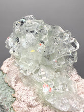 Load image into Gallery viewer, Light Mint Green “Disco Ball” Radial Apophyllite on Pink & Green Heulandite — Deccan Traps, India