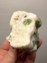 Load image into Gallery viewer, Electric Green Diopside on Quartz – Collector Mineral Specimen (Gilgit-Baltistan) Pakistan