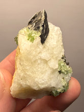 Load image into Gallery viewer, Electric Green Diopside on Quartz – Collector Mineral Specimen (Gilgit-Baltistan) Pakistan