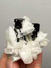 Load image into Gallery viewer, Blue Cap on Dark Green Stak Nala Tourmaline on Cleavelandite on Matrix – Haramosh Mountains, Pakistan