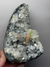 Load image into Gallery viewer, High-Grade Green Apophyllite with Pink Stilbite on Black Chalcedony – Deccan Traps, India
