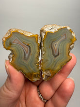 Load image into Gallery viewer, High-Grade Indonesian Sumatra Agate Pair – Vibrant Banded Chalcedony with Rich Color Zoning | Ethical Lapidary & Collector Display Specimens