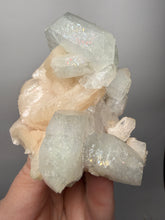 Load image into Gallery viewer, High-Grade Light Green Apophyllite on Pink Stilbite Zeolite | Indian Collector Mineral Specimen