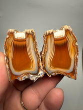 Load image into Gallery viewer, High-Grade Indonesian Sumatra Agate Pair – Vibrant Banded Chalcedony with Rich Color Zoning | Ethical Lapidary & Collector Display Specimens