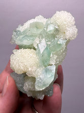 Load image into Gallery viewer, Luminous Mint Apophyllite with Glittering Druzy Sugar Quartz – India