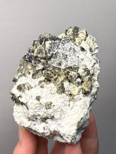 Load image into Gallery viewer, 3.8” New Find: Huanzala Mine Peru Sphalerite + Chalcopyrite + Apatite + Calcite + Quartz | Collector Display Specimen