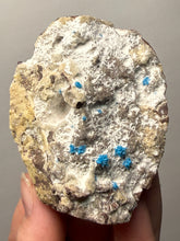 Load image into Gallery viewer, Rare Electric Blue Pentagonite on Druzy Matrix – Collector Mineral Specimen | India