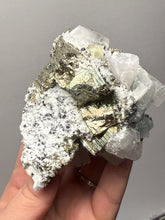 Load image into Gallery viewer, 3.5” New Find: Huanzala Mine Peru Sphalerite + Chalcopyrite + Apatite + Calcite + Quartz | Collector Display Specimen