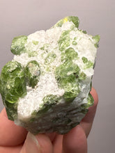 Load image into Gallery viewer, Electric Green Diopside on Quartz – Collector Mineral Specimen (Gilgit-Baltistan) Pakistan