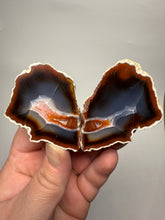 Load image into Gallery viewer, High-Grade Indonesian Sumatra Agate Pair – Vibrant Banded Chalcedony with Rich Color Zoning | Ethical Lapidary & Collector Display Specimens