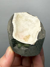 Load image into Gallery viewer, Golden Calcite on Druzy Chalcedony — Deccan Traps, Maharashtra, India