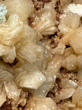 Load image into Gallery viewer, XLG Shiny Peach Stilbite and Mint Green Apophyllite on Druzy Red Heulandite – High-Grade Collector Mineral Specimen from India
