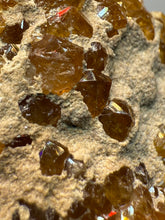 Load image into Gallery viewer, Hessonite Garnet Cluster on Matrix – Natural Collector Specimen from Pakistan | High-Grade Orange-Red Garnet Crystals