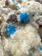 Load image into Gallery viewer, Rare Electric Blue Pentagonite on Druzy Matrix – Collector Mineral Specimen | India