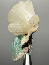 Load image into Gallery viewer, High-Grade Gemmy Green Apophyllite on White Stilbite | Deccan Traps, Maharashtra, India