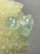 Load image into Gallery viewer, Luminous Mint Apophyllite with Glittering Druzy Sugar Quartz – India