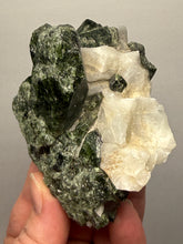 Load image into Gallery viewer, Electric Green Diopside on Quartz – Collector Mineral Specimen (Gilgit-Baltistan) Pakistan