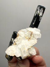 Load image into Gallery viewer, Blue Cap Dark Green Stak Nala Tourmaline on Cleavelandite Matrix – Haramosh Mountains, Pakistan